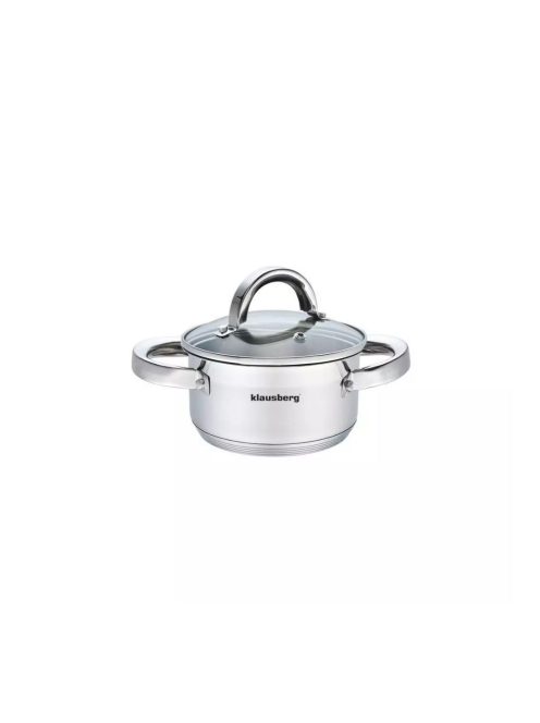 Klausberg Premium lábos 1L, Ø14 cm- rozsdamentes acél, edzett üveg fedő (KB-7121)