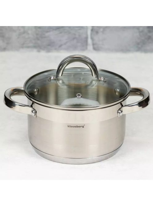 Klausberg Premium lábos 1,8L, Ø16cm- rozsdamentes acél, edzett üveg fedő (KB-7122)