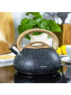   Klausberg teáskanna, sípszóval, fekete gránit mintás / fa, 2.7L (KB-7282)