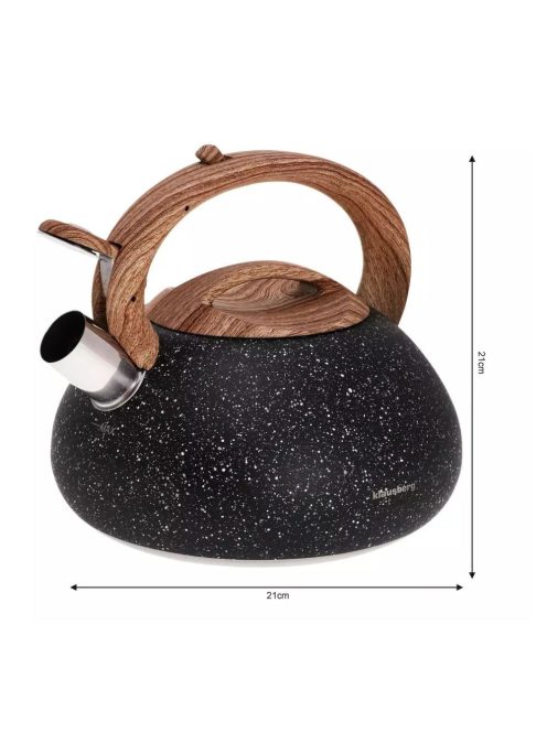 Klausberg teáskanna, sípszóval, fekete gránit mintás / fa, 2.7L (KB-7282)