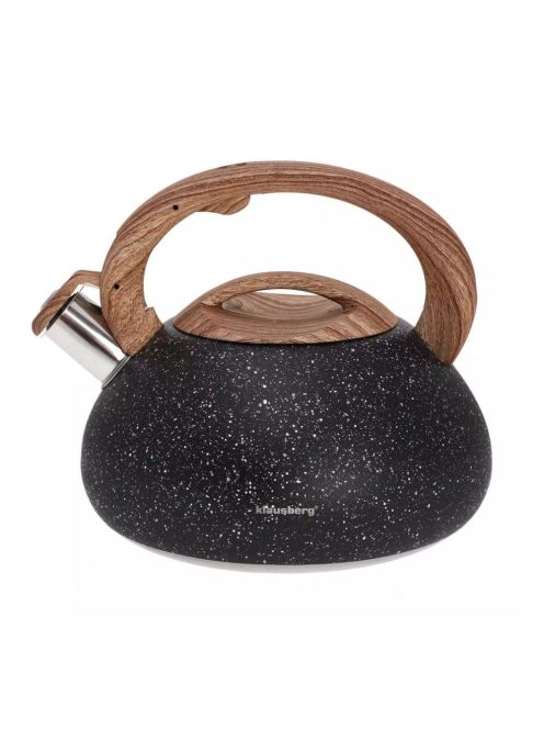 Klausberg teáskanna, sípszóval, fekete gránit mintás / fa, 2.7L (KB-7282)