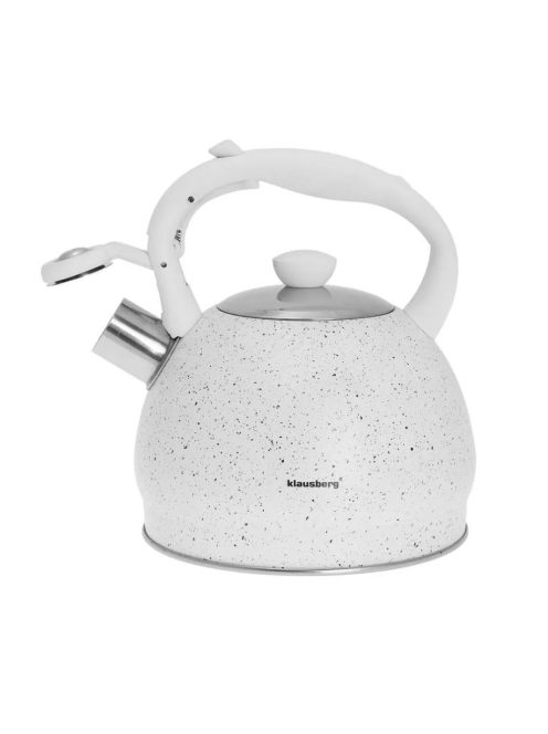 Klausberg teáskanna, sípszóval, fehér gránit mintás, 2.0L (KB-7319)