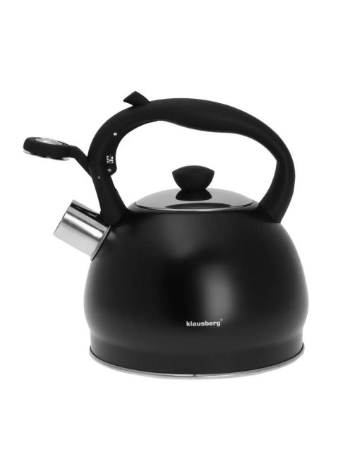 Klausberg teáskanna, sípszóval, fekete matt, 2.0L (KB-7428)