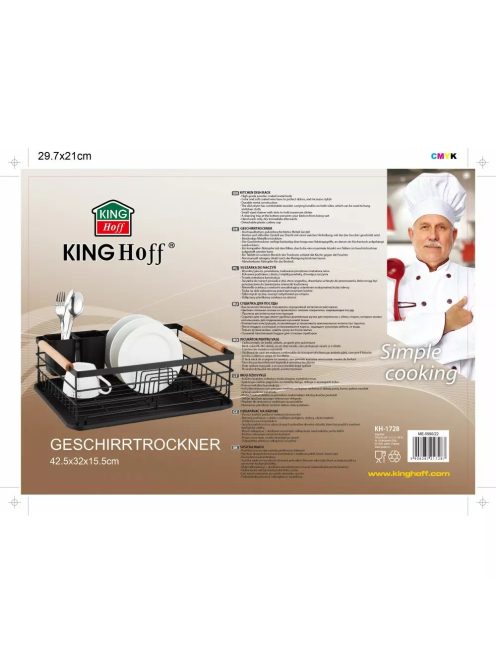 Kinghoff edényszárító 42 x 32 cm - fekete (KH-1728)